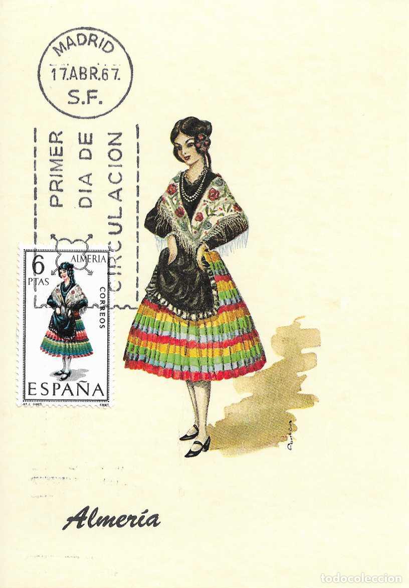 Sellos: TRAJE DE ALMERIA TRAJES TIPICOS ESPA&Ntilde;OLES 1967 (EDIFIL 1770) EN TARJETA MAXIMA PRIMER DIA DE MF WXZ