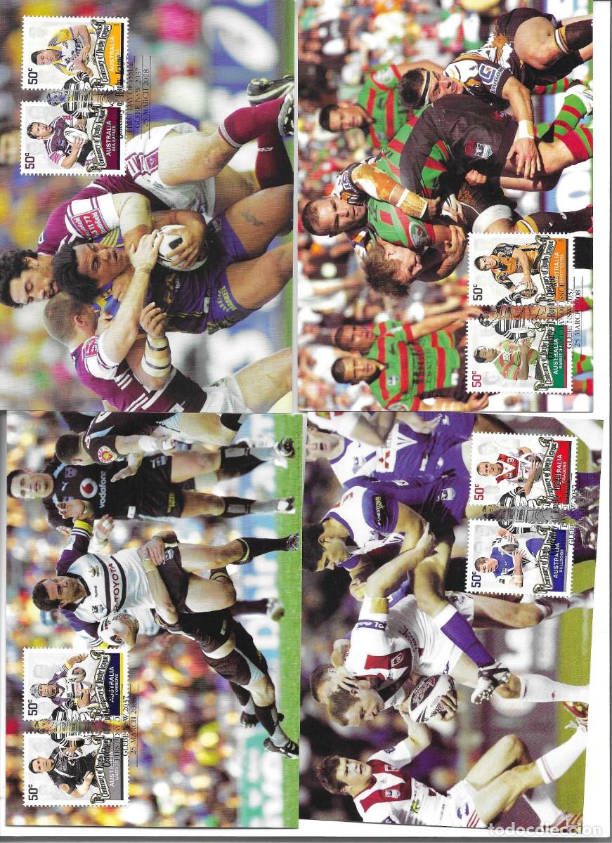 Sellos: Tarjeta M&aacute;xima Centenario del Rugby. Juego de 8 tarjetas emitidas el 25 Marzo 2008