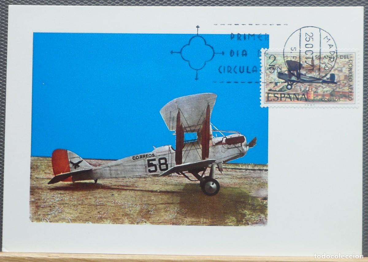 Sellos: 1971-ESPA&Ntilde;A-TARJETAS MAXIMAS-SERIE COMPLETA-VER FOTO-N&ordm;2059/60-L ANIVERSARIO DEL CORREO AEREO
