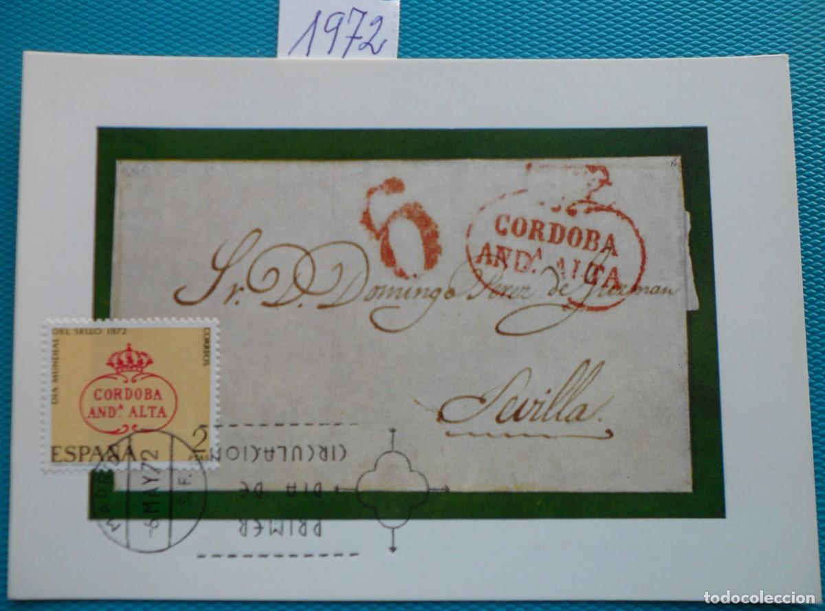 Sellos: 1972-ESPA&Ntilde;A-TARJETAS MAXIMAS-SERIE COMPLETA-VER FOTO-N&ordm;2092-DIA MUNDIAL DEL SELLO
