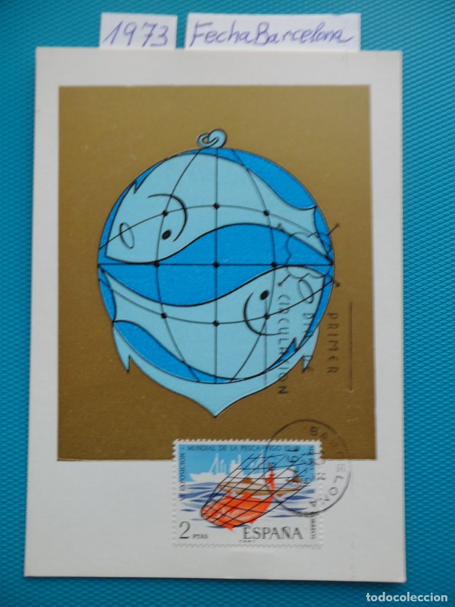Sellos: 1973-ESPA&Ntilde;A-TARJETAS MAXIMAS-SERIE COMPLETA-VER FOTO-N&ordm;2144-EXPO.MUNDIAL DE PESCA-VIGO