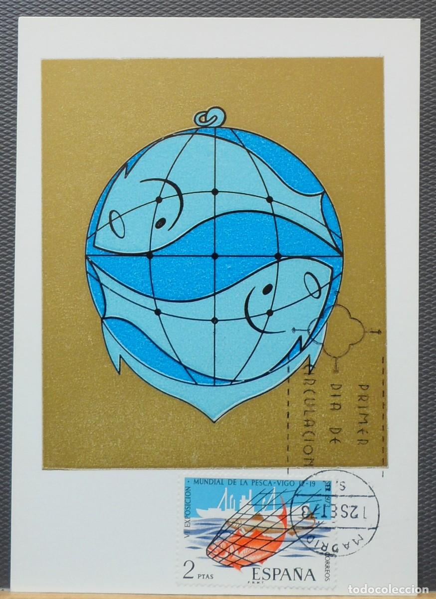 Sellos: 1973-ESPA&Ntilde;A-TARJETAS MAXIMAS-SERIE COMPLETA-VER FOTO-N&ordm;2144-EXPO.MUNDIAL DE PESCA-VIGO
