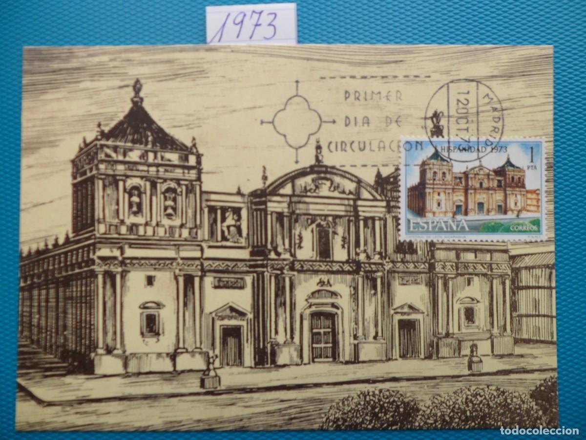 Sellos: 1973-ESPA&Ntilde;A-TARJETAS MAXIMAS-SERIE COMPLETA-VER FOTO-N&ordm;2154/7-HISPANIDAD-NICARAGUA