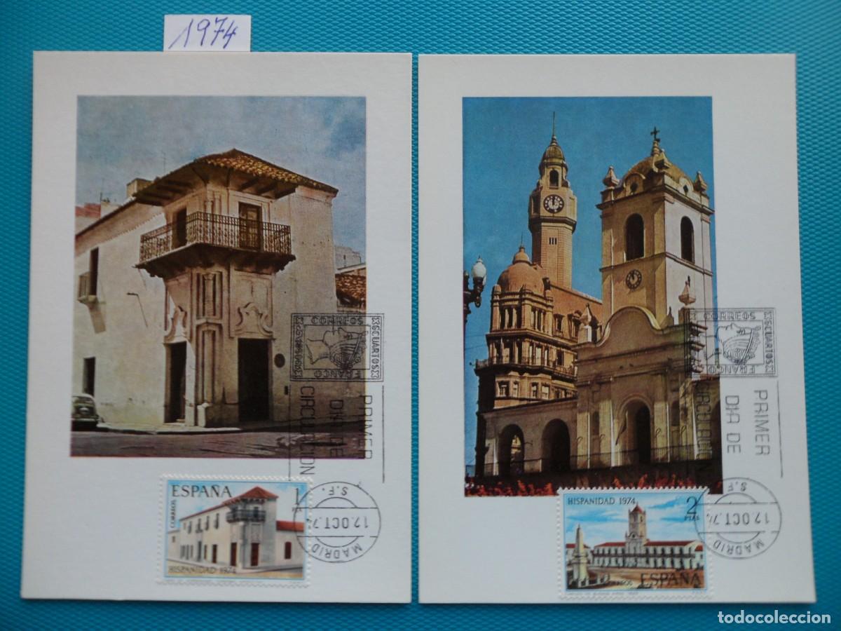 Sellos: 1974-ESPA&Ntilde;A-TARJETAS MAXIMAS-SERIE COMPLETA-VER FOTO-N&ordm;2213/6-HISPANIDAD-ARGENTINA