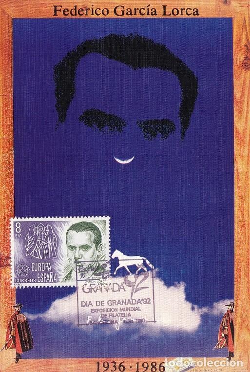 Sellos: Federico Garc&iacute;a Lorca 1936-1986 - Granada 92 - Homenaje Cartelistas - Enric Satu&eacute; - Cincuentenario