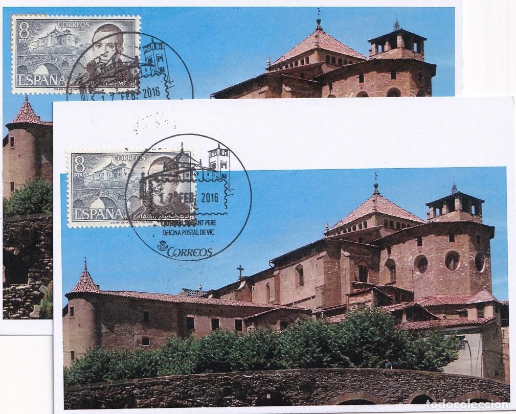Sellos: 2 M&aacute;ximas 2016 - Catedral de Sant Pere - Oficina Postal de Vic - Variantes de encuadre y m&aacute;rgenes
