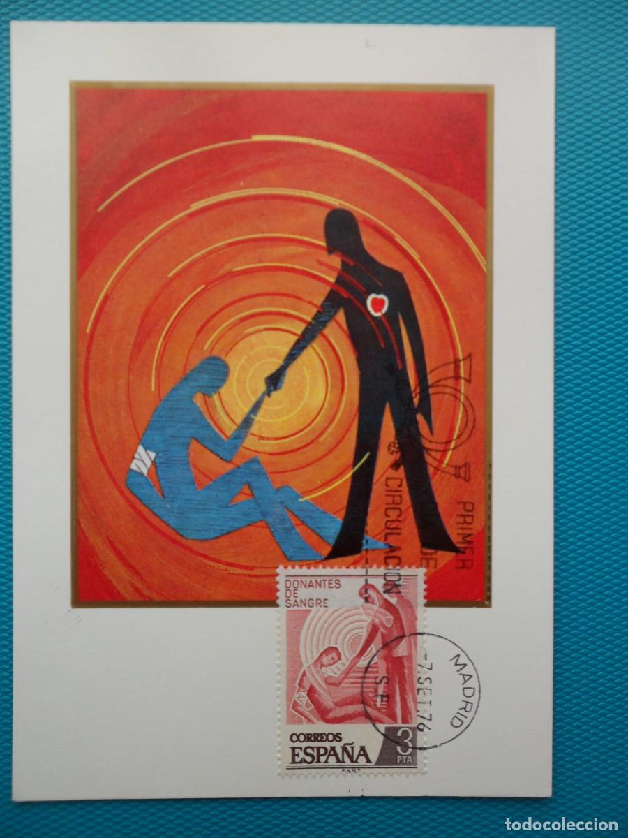 Sellos: 1976-ESPA&Ntilde;A-TARJETAS MAXIMAS-SERIE COMPLETA-VER FOTO-N&ordm;2355-DONANTES DE SANGRE