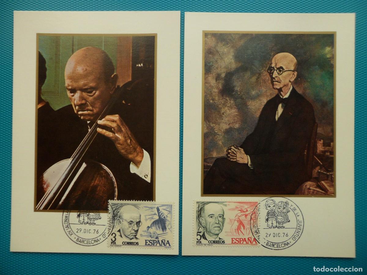 Sellos: 1976-ESPA&Ntilde;A-TARJETAS MAXIMAS-SERIE COMPLETA-VER FOTO-N&ordm;2379/80-PAU CASALS Y MANUEL DE FALLA