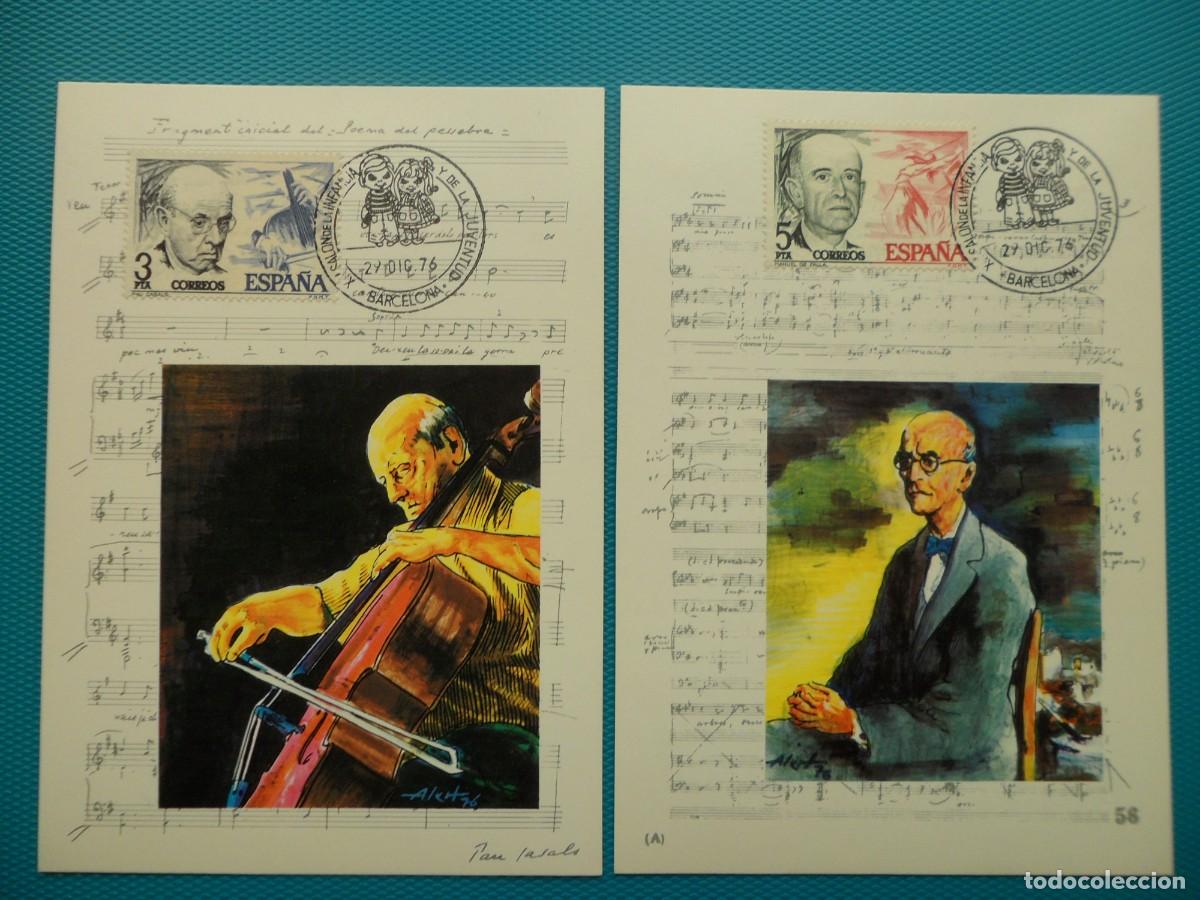 Sellos: 1976-ESPA&Ntilde;A-TARJETAS MAXIMAS-SERIE COMPLETA-VER FOTO-N&ordm;2379/80-PAU CASALS Y MANUEL DE FALLA