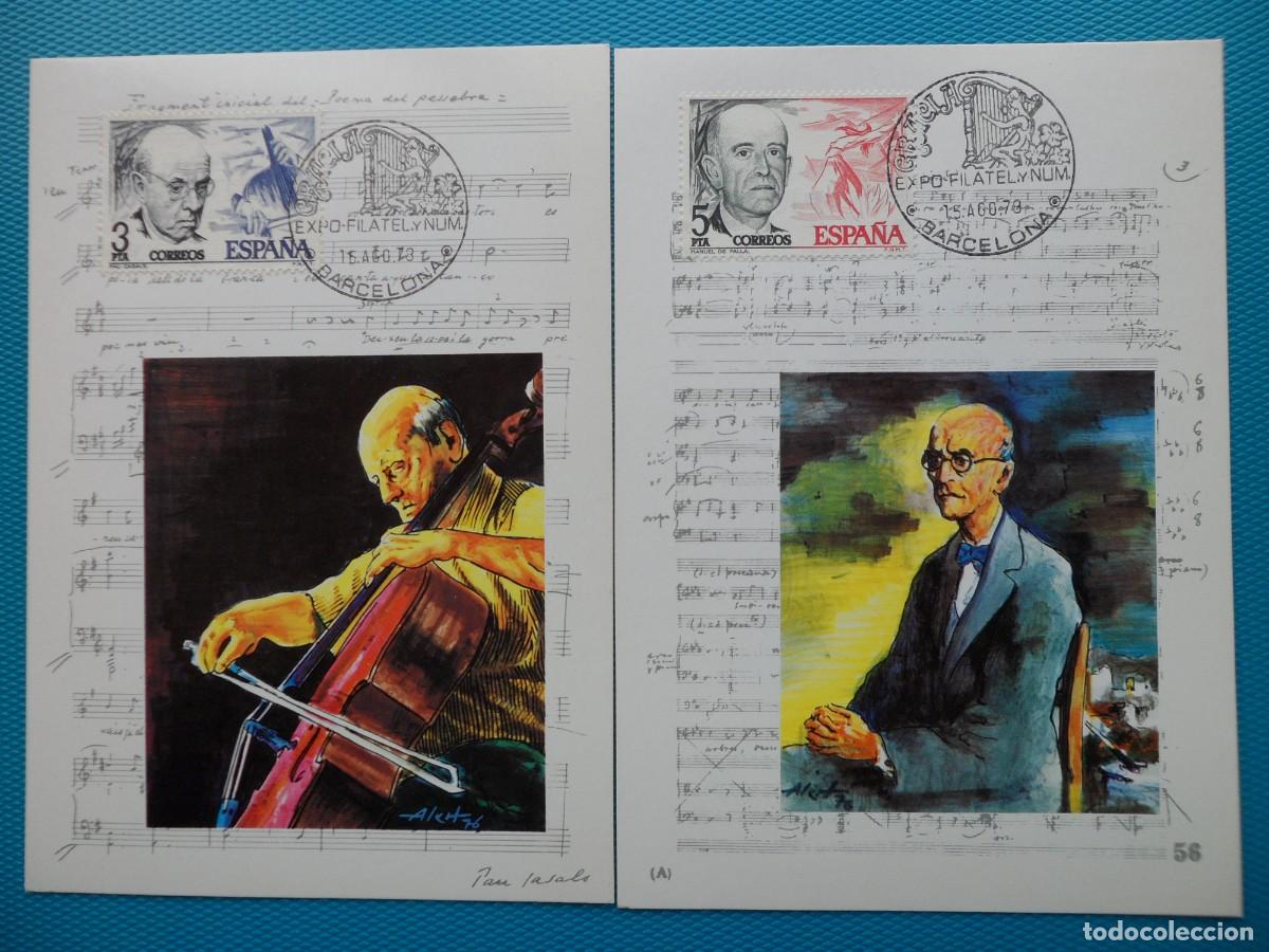 Sellos: 1976-ESPA&Ntilde;A-TARJETAS MAXIMAS-SERIE COMPLETA-VER FOTO-N&ordm;2379/80-PAU CASALS Y MANUEL DE FALLA