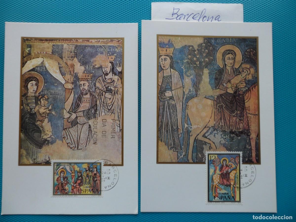 Sellos: 1977-ESPA&Ntilde;A-TARJETAS MAXIMAS-SERIE COMPLETA-VER FOTO-N&ordm;2446/7-NAVIDAD
