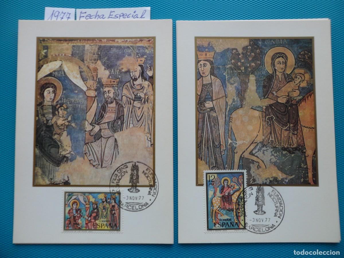 Sellos: 1977-ESPA&Ntilde;A-TARJETAS MAXIMAS-SERIE COMPLETA-VER FOTO-N&ordm;2446/7-NAVIDAD