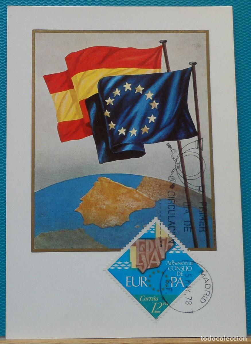 Sellos: 1978-ESPA&Ntilde;A-TARJETAS MAXIMAS-SERIE COMPLETA-VER FOTO-N&ordm;2476-ADHESION DE ESPA&Ntilde;A AL CONCEJO DE EUROPA
