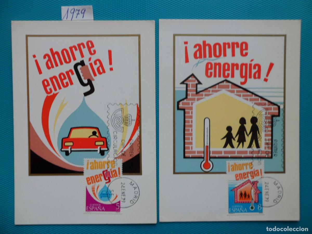 Sellos: 1979-ESPA&Ntilde;A-TARJETAS MAXIMAS-SERIE COMPLETA-VER FOTO-N&ordm;2508/10-AHORRRRE ENERGIA