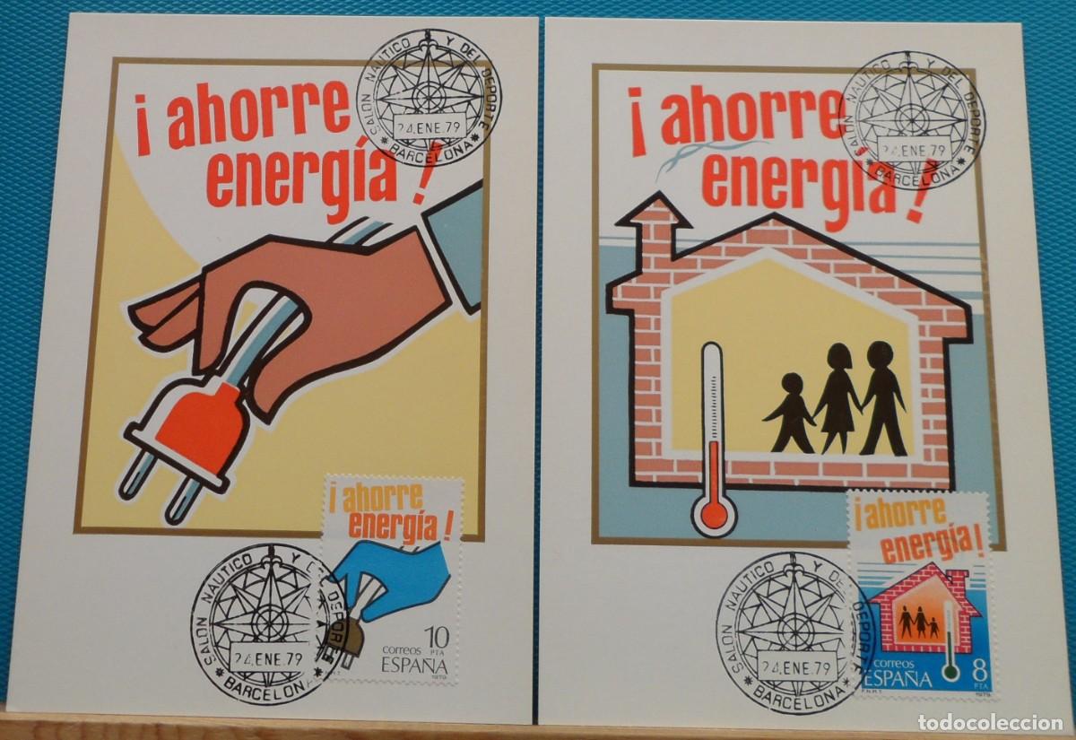 Sellos: 1979-ESPA&Ntilde;A-TARJETAS MAXIMAS-SERIE COMPLETA-VER FOTO-N&ordm;2508/10-AHORRRRE ENERGIA