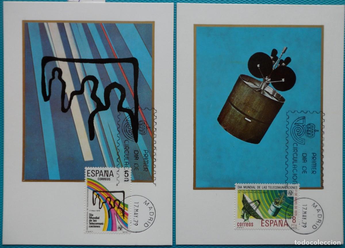 Sellos: 1979-ESPA&Ntilde;A-TARJETAS MAXIMAS-SERIE COMPLETA-VER FOTO-N&ordm;2522/3-DIA MUNDIAL DE LAS COMUNICACIONES