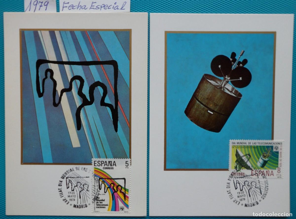 Timbres: 1979-ESPA&Ntilde;A-TARJETAS MAXIMAS-SERIE COMPLETA-VER FOTO-N&ordm;2522/3-DIA MUNDIAL DE LAS COMUNICACIONES