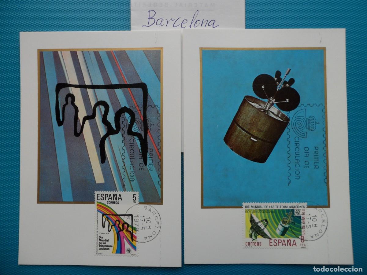 Timbres: 1979-ESPA&Ntilde;A-TARJETAS MAXIMAS-SERIE COMPLETA-VER FOTO-N&ordm;2522/3-DIA MUNDIAL DE LAS COMUNICACIONES
