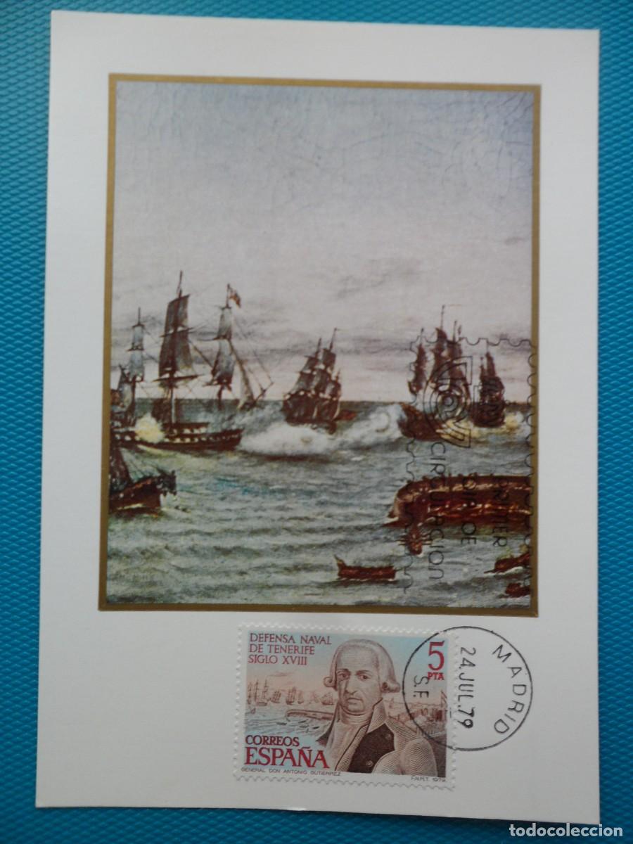 Sellos: 1979-ESPA&Ntilde;A-TARJETAS MAXIMAS-SERIE COMPLETA-VER FOTO-N&ordm;2536-DEFENSA NAVAL DE TENERIFE-SIGLO XVIII