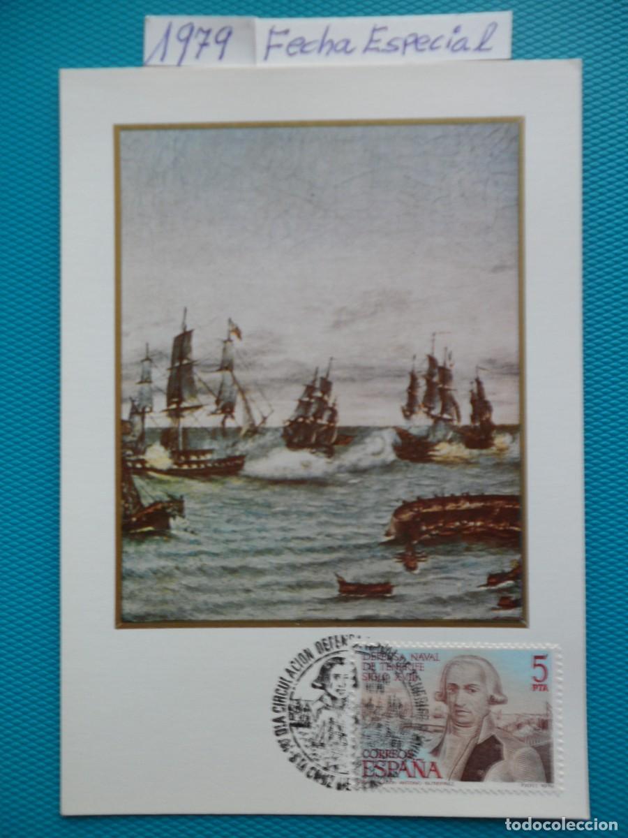 Sellos: 1979-ESPA&Ntilde;A-TARJETAS MAXIMAS-SERIE COMPLETA-VER FOTO-N&ordm;2536-DEFENSA NAVAL DE TENERIFE-SIGLO XVIII