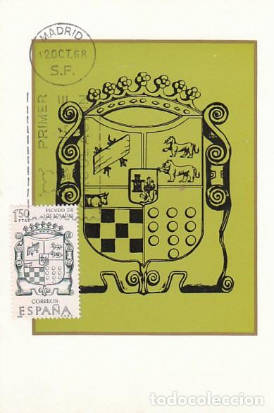 Timbres: Edifil 1890, Escudo de lo Losada, forjadores de AMERICA, tarjeta m&aacute;xima de primer d&iacute;a de 12-10-1968
