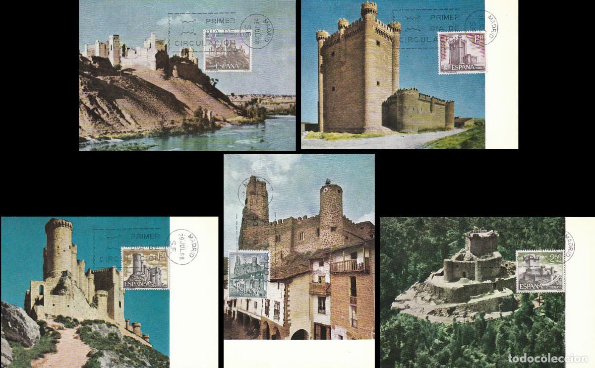 Sellos: Edifil 1880/4, Castillos tarjeta m&aacute;xima de primer d&iacute;a de 29-7-1968,serie completa