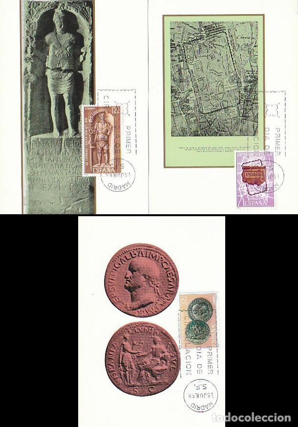 Sellos: EDIFIL 1871/3, XIX CENTENRIO DE LAFDUNDACION DE LEON, tarjeta m&aacute;xima de 29-4-1968, SERIE COMPLETA