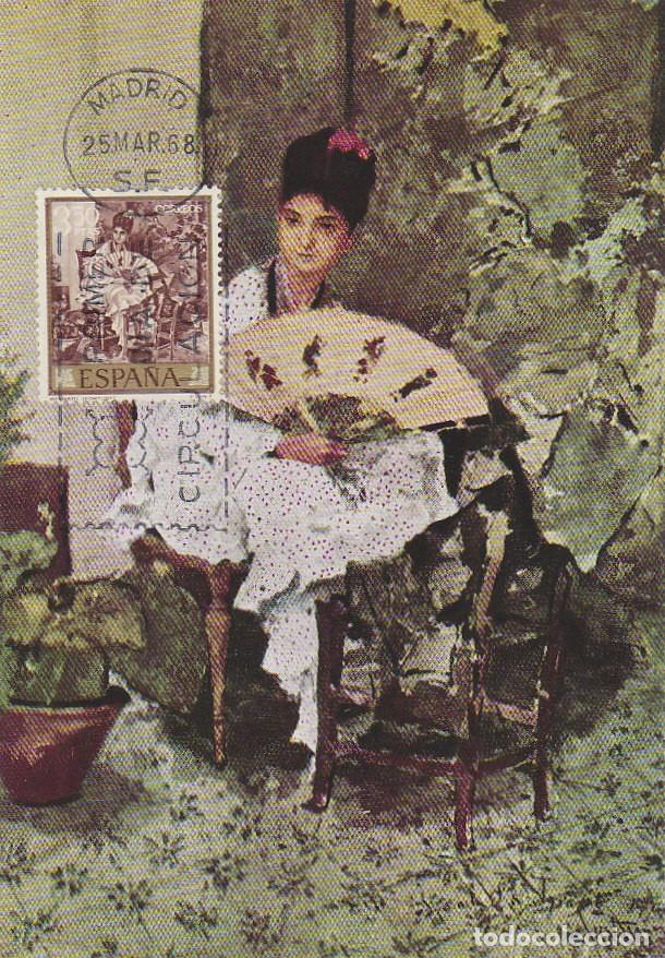 Sellos: Edifil n&ordm; 1861, pintores: Mariano Fortuny: RETRATO TARJETA MAXIMA PRIMER DIA 25-3-1968
