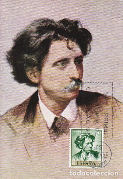 Sellos: Edifil 1858, Fortuny: AUTORRETRATO, tarjeta m&aacute;xima de primer dia de 25-3-1968