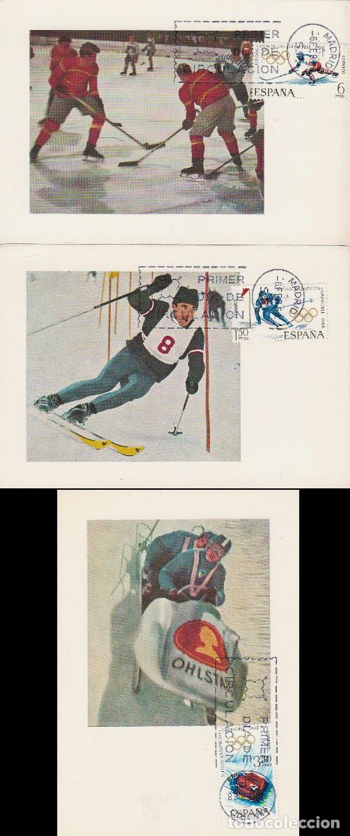 Sellos: Edifil 1851/3, Juegos Olimpicos de invierno en Grenoble tarjeta m&aacute;xima de primer d&iacute;a 6-2-1968 serie