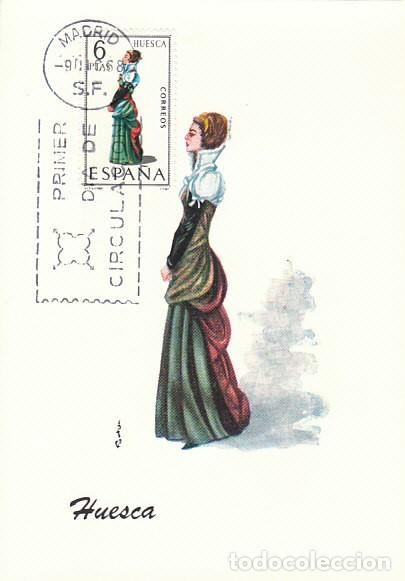 Sellos: Edifil 1850, traje regional de Huesca, tarjeta m&aacute;xima de primer d&iacute;a de 9-12-1968