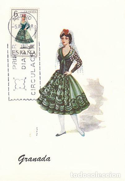 Sellos: Edifil 1846, traje regional de Granada, tarjeta m&aacute;xima de primer d&iacute;a del a&ntilde;o 1968