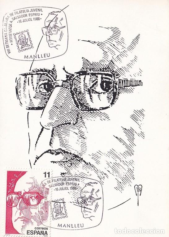 Sellos: M&aacute;xima 1986 Manlleu - VIII Setmana Catalana de Filat&egrave;lia Juvenil - Homenatge a Salvador Espriu