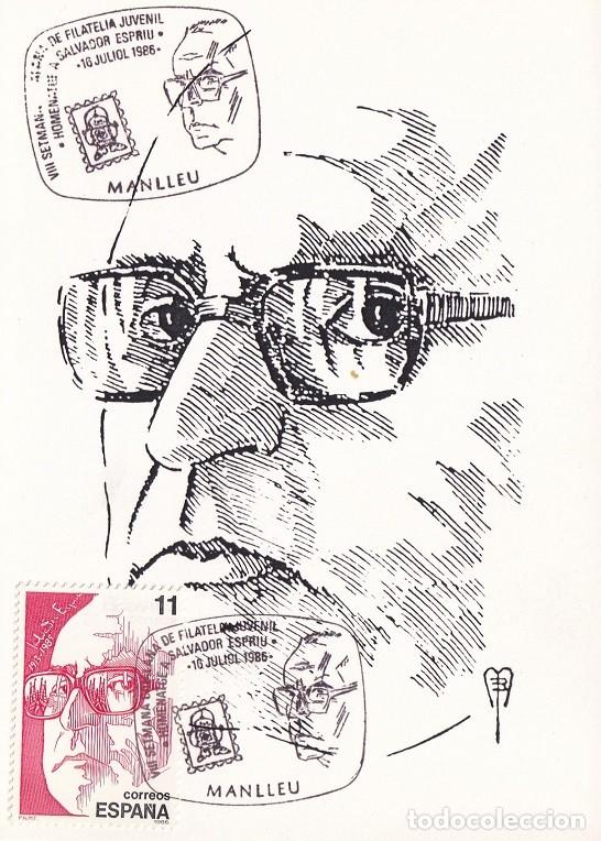 Sellos: M&aacute;xima 1986 Manlleu - VIII Setmana Catalana de Filat&egrave;lia Juvenil - Homenatge a Salvador Espriu