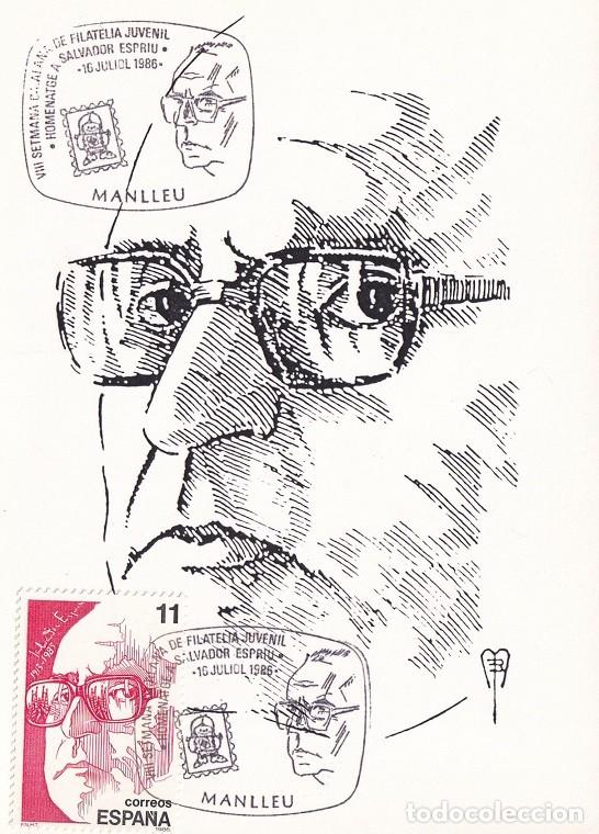 Sellos: M&aacute;xima 1986 Manlleu - VIII Setmana Catalana de Filat&egrave;lia Juvenil - Homenatge a Salvador Espriu