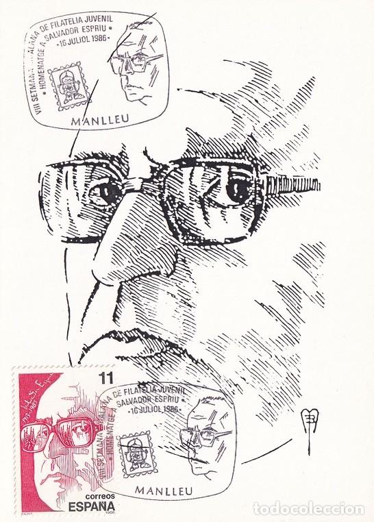 Sellos: M&aacute;xima 1986 Manlleu - VIII Setmana Catalana de Filat&egrave;lia Juvenil - Homenatge a Salvador Espriu
