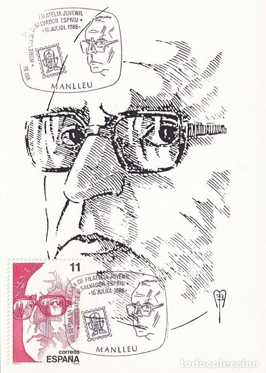 Sellos: M&aacute;xima 1986 Manlleu - VIII Setmana Catalana de Filat&egrave;lia Juvenil - Homenatge a Salvador Espriu