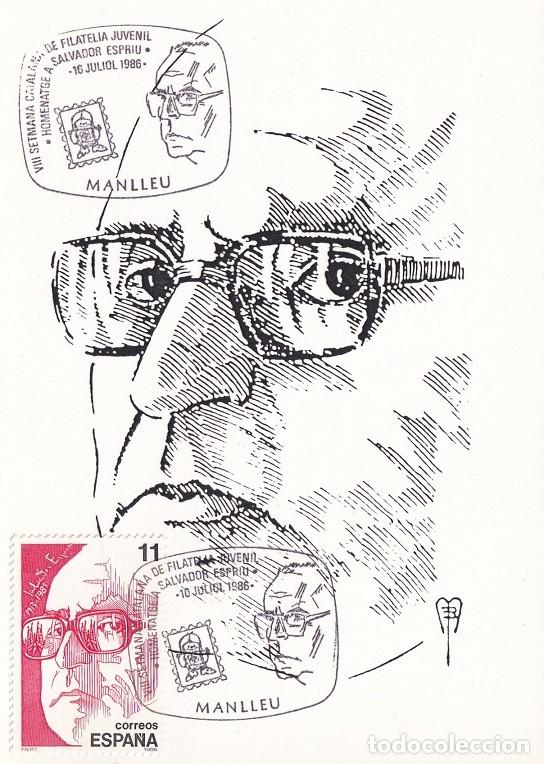 Sellos: M&aacute;xima 1986 Manlleu - VIII Setmana Catalana de Filat&egrave;lia Juvenil - Homenatge a Salvador Espriu