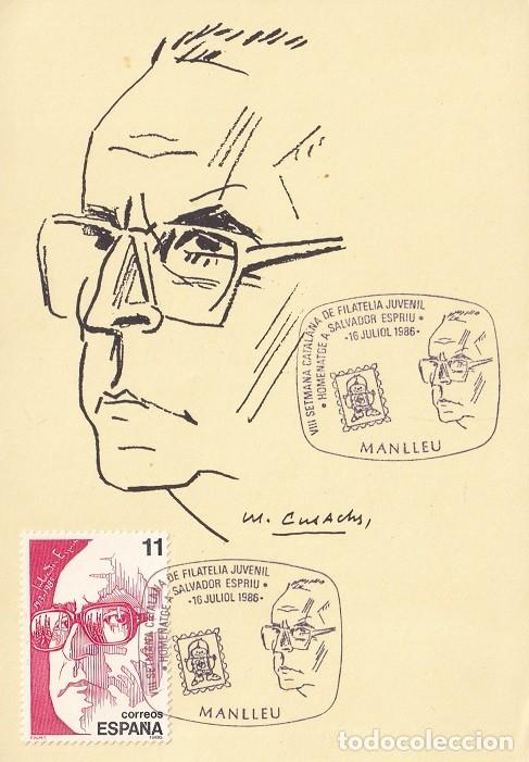 Sellos: M&aacute;xima 1986 Manlleu - VIII Setmana Catalana de Filat&egrave;lia Juvenil - Homenatge a Salvador Espriu