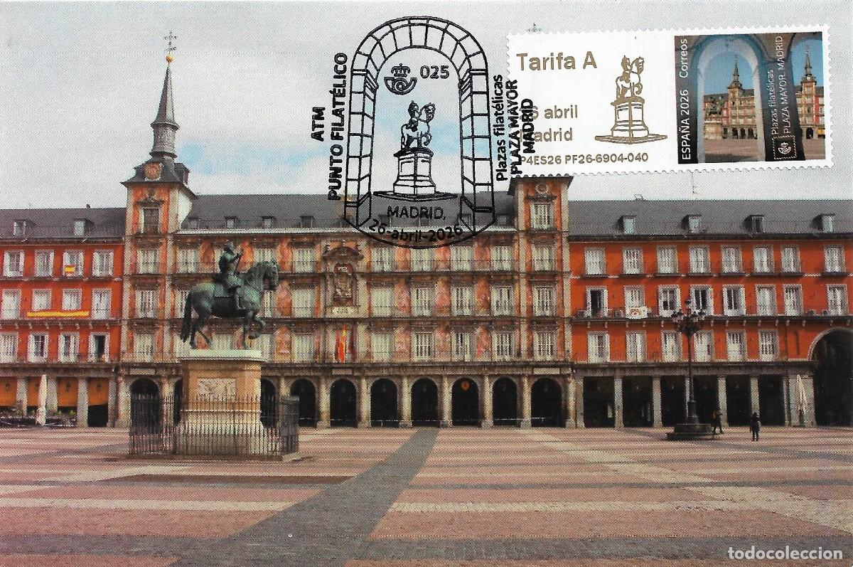 Briefmarken: ESPA&Ntilde;A. TARJETA MAXIMA. PLAZA MAYOR. MADRID. 2026. ATM
