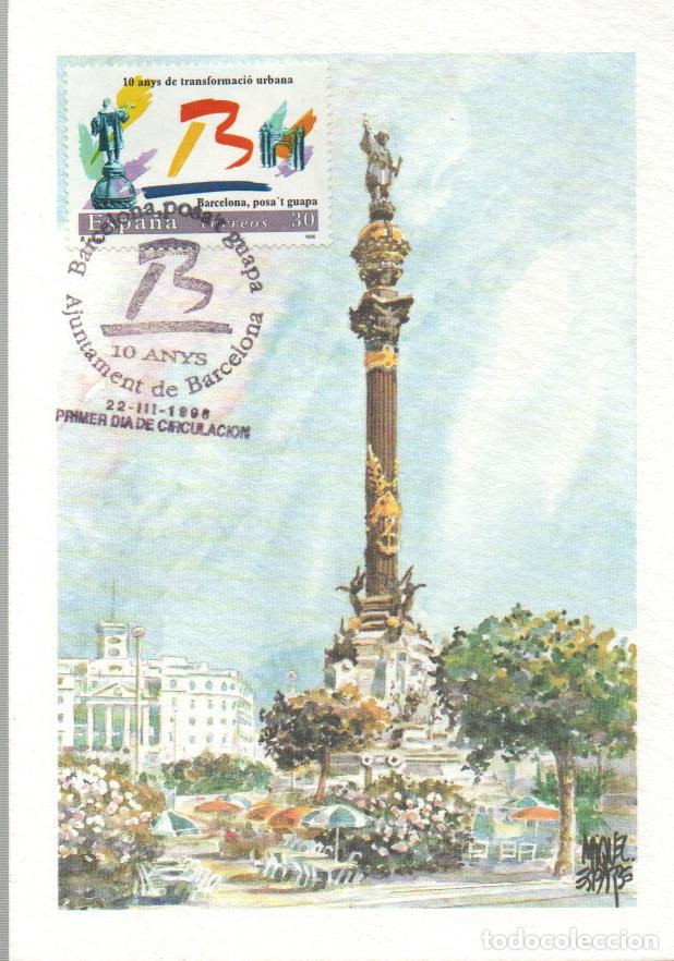 Sellos: Edifil n&ordm; 3411, Barcelona ponte guapa, tarjeta m&aacute;xima de primer d&iacute;a especial de 22-3-1996