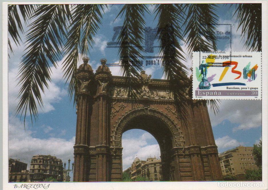 Sellos: Edifil n&ordm; 3411, Arco delTriunfo, Barcelona ponte guapa tarjeta m&aacute;xima primer d&iacute;a especial 22-3-1996