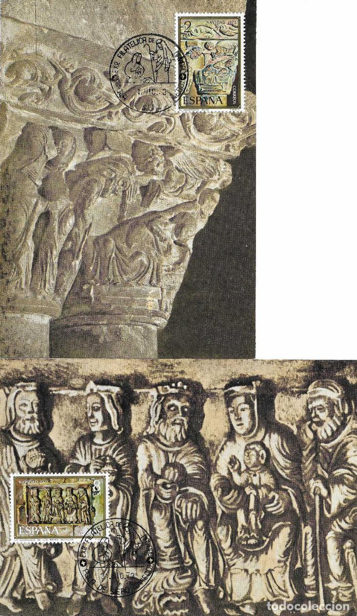 Sellos: NAVIDAD 1973 ADORACION REYES MAGOS Y NACIMIENTO (EDIFIL 2162/63) DOS TM POLA DE SIERO (ASTURIAS) MPM
