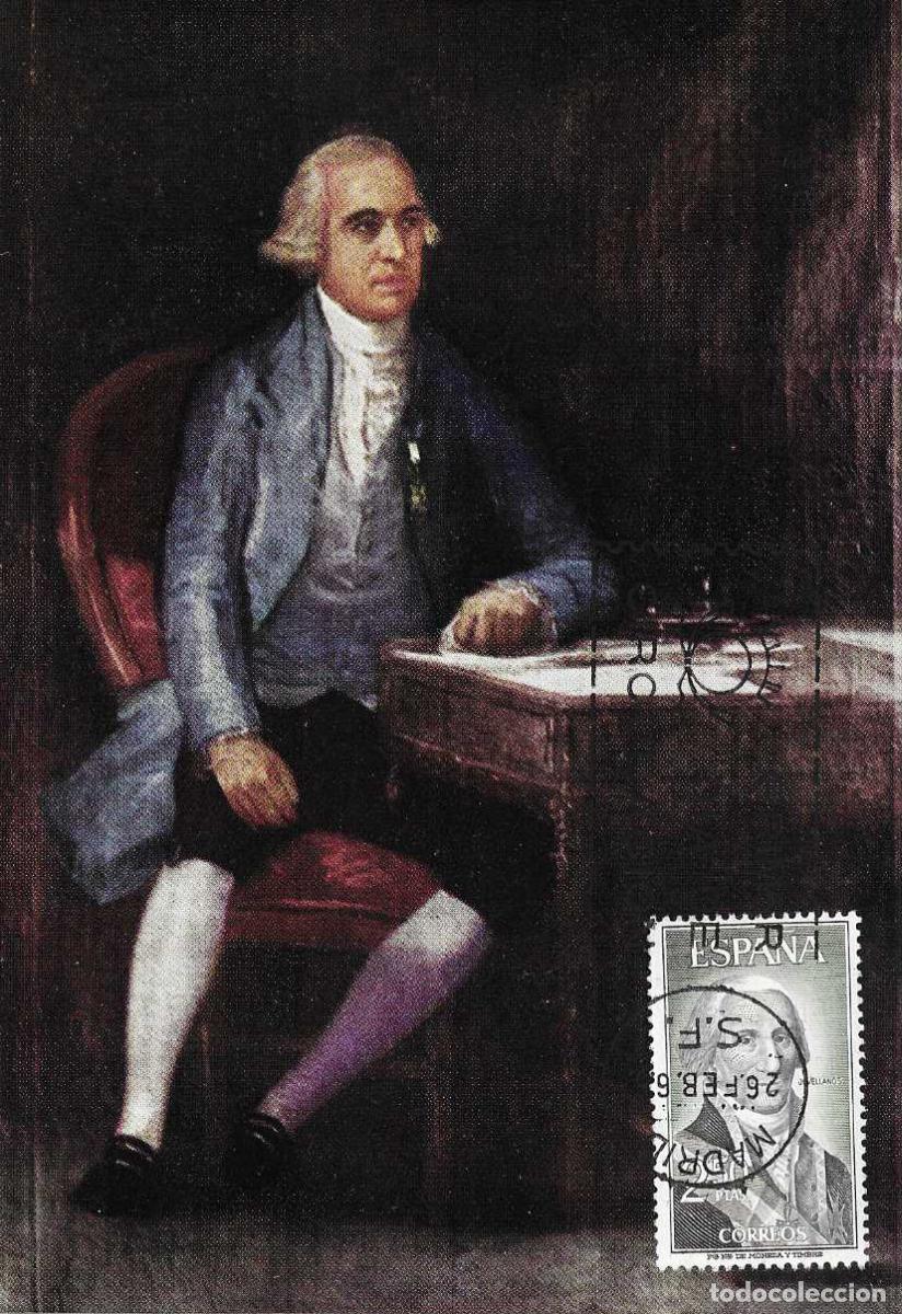 Sellos: GASPAR MELCHOR DE JOVELLANOS PERSONAJES ESPA&Ntilde;OLES 1965 (EDIFIL 1655) TARJETA MAXIMA PRIMER DIA MPM