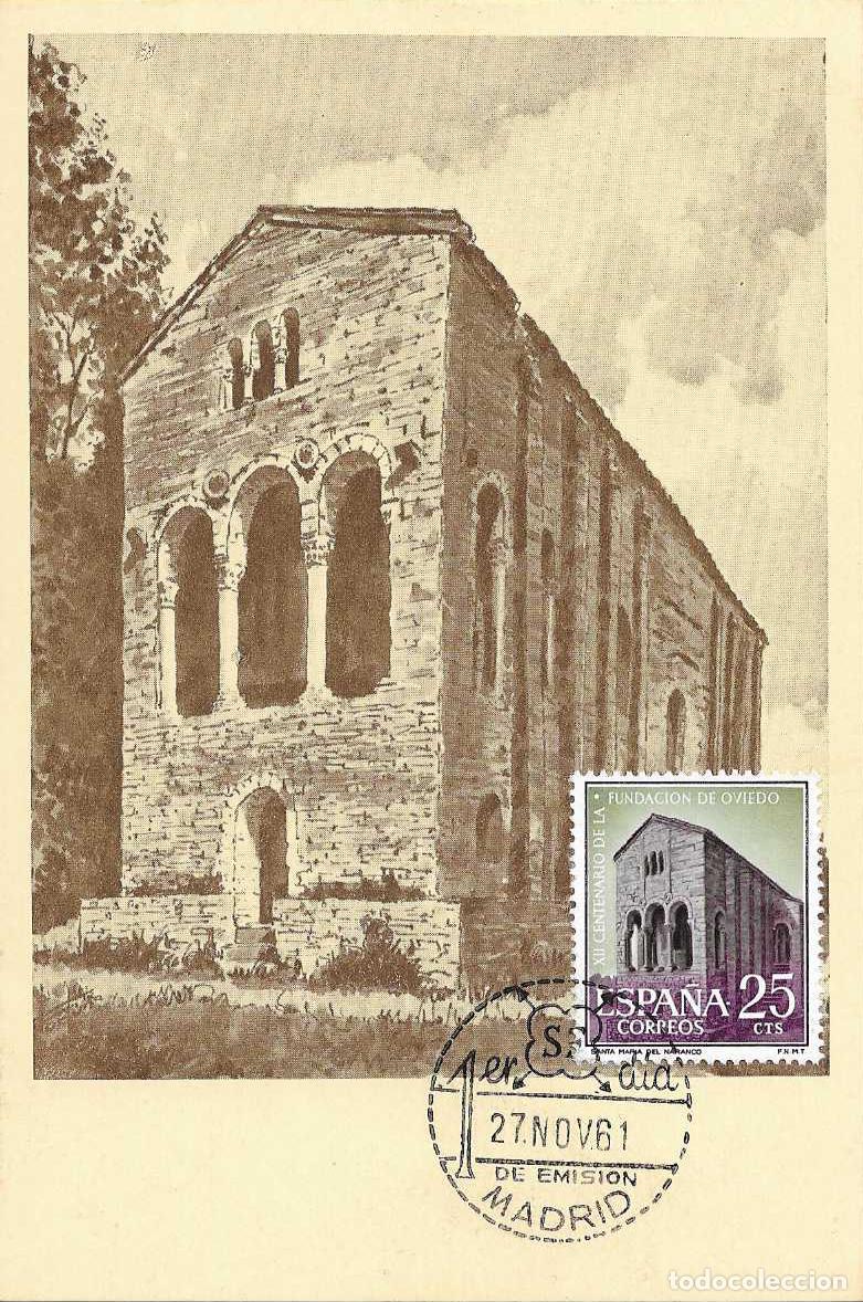Sellos: SANTA MARIA DEL NARANCO FUNDACION DE OVIEDO ASTURIAS XII CENTENARIO 1961 (EDIFIL 1394) EN TM PD MPM