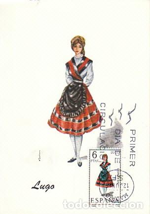 Sellos: EDIFIL 1903, TRAJE REGIONAL DE LUGO, TARJETA MAXIMA DE PRIMER DIA DE 1969