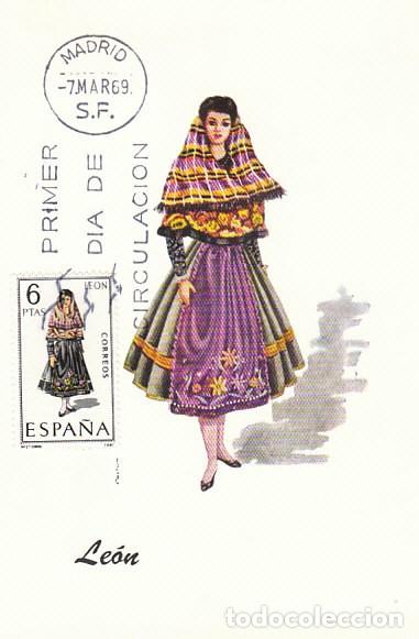 Sellos: Edifil 1900, traje regional de Leon, Tarjeta maxia de 1969