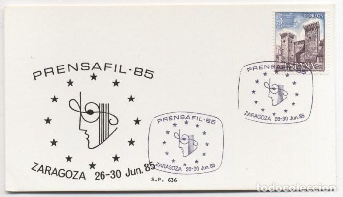 Sellos: Tarjeta Maxima conmemorativa de la feria Prensafil celebrada en Zaragoza 1985