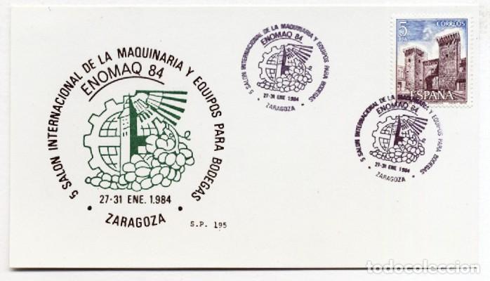 Sellos: Tarjeta Maxima 5.&ordm; Sal&oacute;n Internacional de Maquinaria y Equipos para Bodegas S.P. 195 Zaragoza 1984