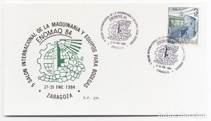 Sellos: Tarjeta Maxima 5.&ordm; Sal&oacute;n Internacional de Maquinaria y Equipos para Bodegas S.P. 195 Zaragoza 1984